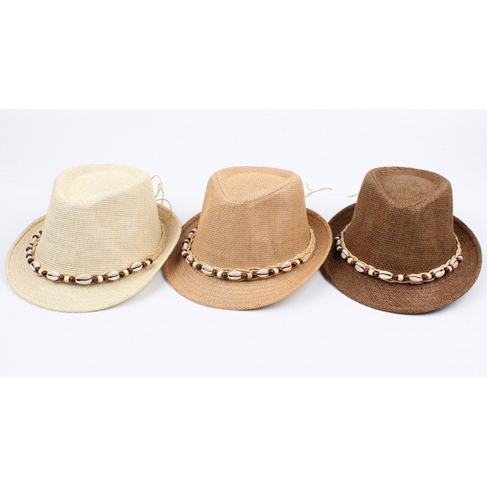 Straw Hat Casual Cowrie Shell Hat Fedoras Hat Summer Beach Sun Hat